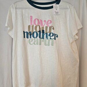NWT XXL Love your mother Earth white short sleeve T-shirt‎